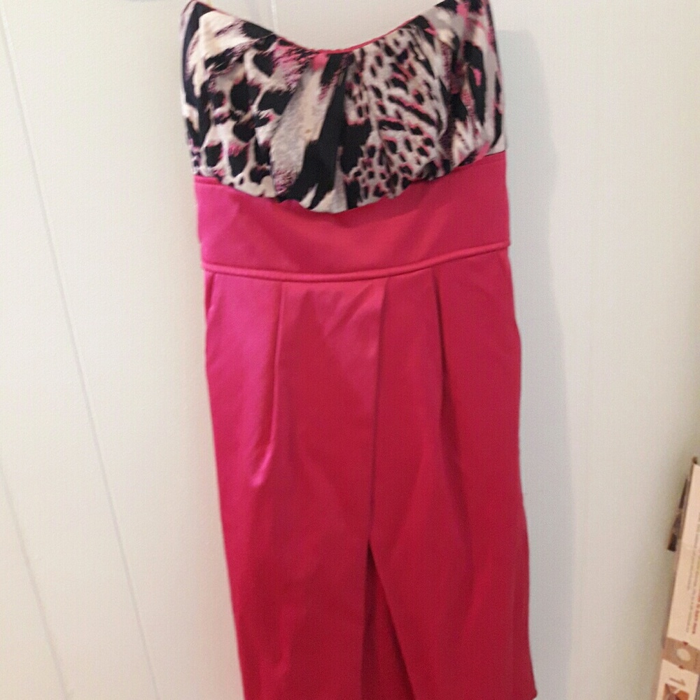 Dress pink with print